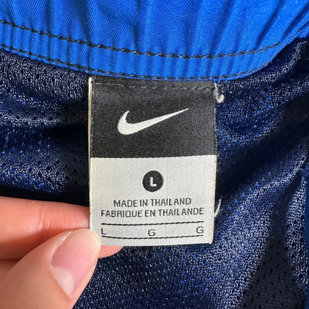 Nike Mens Swim Trunks Navy Blue Royal Graphic Print Mesh Lined Board Shorts L